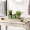 GREEN SQUARE CERAMIC SMALL PLANTER SET OF 3
