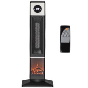 HOMCOM 31" Electric Freestanding Fireplace with Oscillation, Remote Control & 12H Timer for Indoors, 1400W, Black