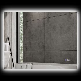 HOMCOM Dimmable Bathroom Mirror with Lights, 35" x 28" Backlit LED Mirror w/ Anti-Fog, Memory & Infinite Color Temperature