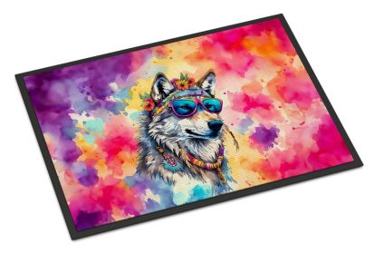 NEW Hippie Animal Wolf Doormat Front Door Mat Indoor Outdoor Rugs for Entryway, Non Slip Washable Low Pile, 18H X 27W