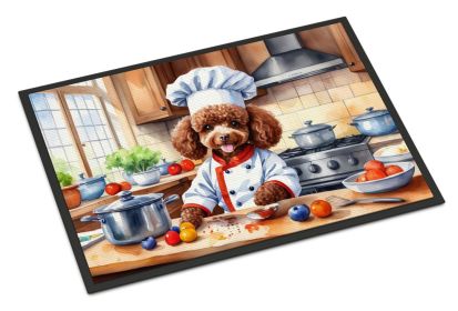 Chocolate Poodle The Chef Doormat Front Door Mat Indoor Outdoor Rugs for Entryway, Non Slip Washable Low Pile, 24H X 36W