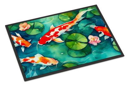 Koi Fish Doormat Front Door Mat Indoor Outdoor Rugs for Entryway, Non Slip Washable Low Pile, 24H X 36W