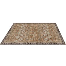 Large Area Rug 8 x 10 ft Anti-Skid Tear-Resistant Floor Mat Vintage Brown Green