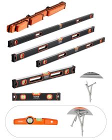 VEVOR 6-Piece Torpedo Level, 78/48/32/24/16/10 Inch Box Levels Set, Bubble Vials Ruler for 45/90/180 Degree