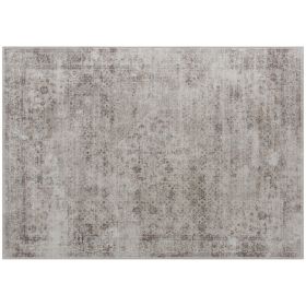 HOMCOM Machine Washable Area Rug 5x7, Non-Slip Traditional Floor Carpet for Living Room, Bedroom, Light Mixed-Brown