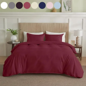 Serta Simply Clean Solid Duvet Cover King (Option: Red-King)