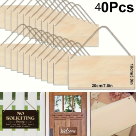 Unfinished Poplar Wood Sign With Rope - DIY Handmade Wooden Sign, Suitable For Artistic Decoration Of Walls And Doors. (Option: 40pcs)