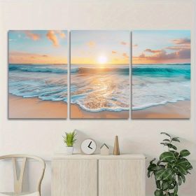 3pcs Wood Frame Canvas Print Decorative Painting, Sea Life Octopus Turtle Seahorse Watercolor Art Painting--Selling On Temu Is Prohibited (Option: 24X18inch)