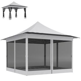 12 X 12 Ft. Canopy Tent With Mesh Netting,  Up Tent With Carry Bag For Garden, Patio, Light Gray (Option: Gray)