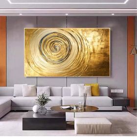 Hand Painted Oil Painting Original Gold Texture Oil Painting on Canvas Large Wall Art Abstract Minimalist Painting Golden Decor Custom Painting L (Style: 01, size: 75x150cm)