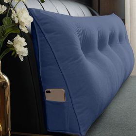 Triangle Reading Cushion with a button-180*50*20cm (Color: Blue)